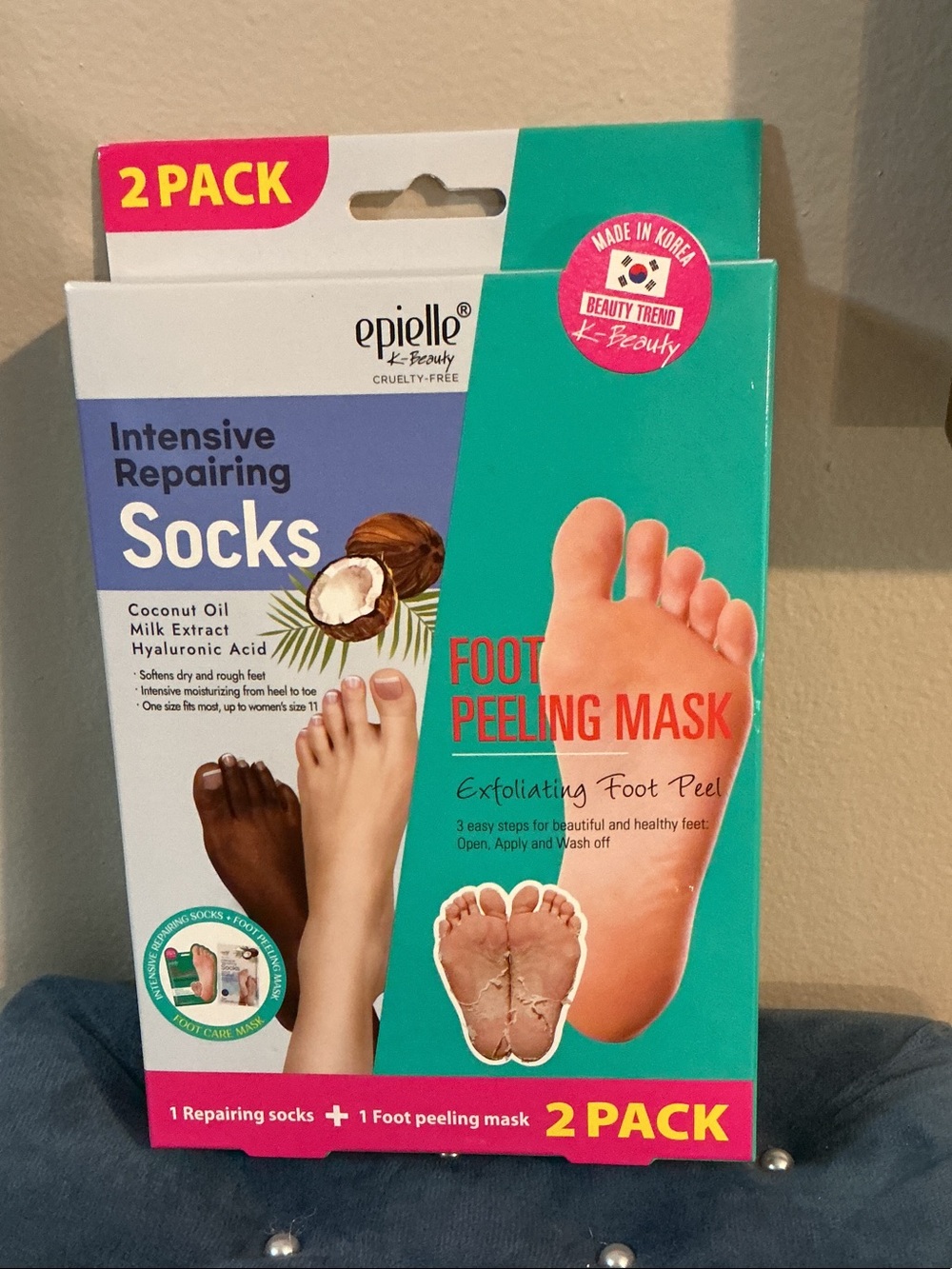 Intensive Repairing Socks & Foot Peeling Mask 2-Pack Epielle K-beauty NWT